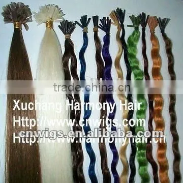 TOP selling curly colorful keratin fusion human hair extensions