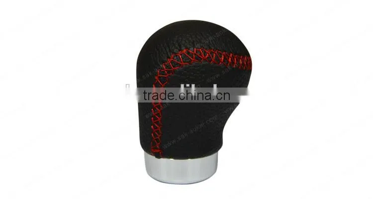 Manual Leather Car Gear Knob Red Stitching Universal