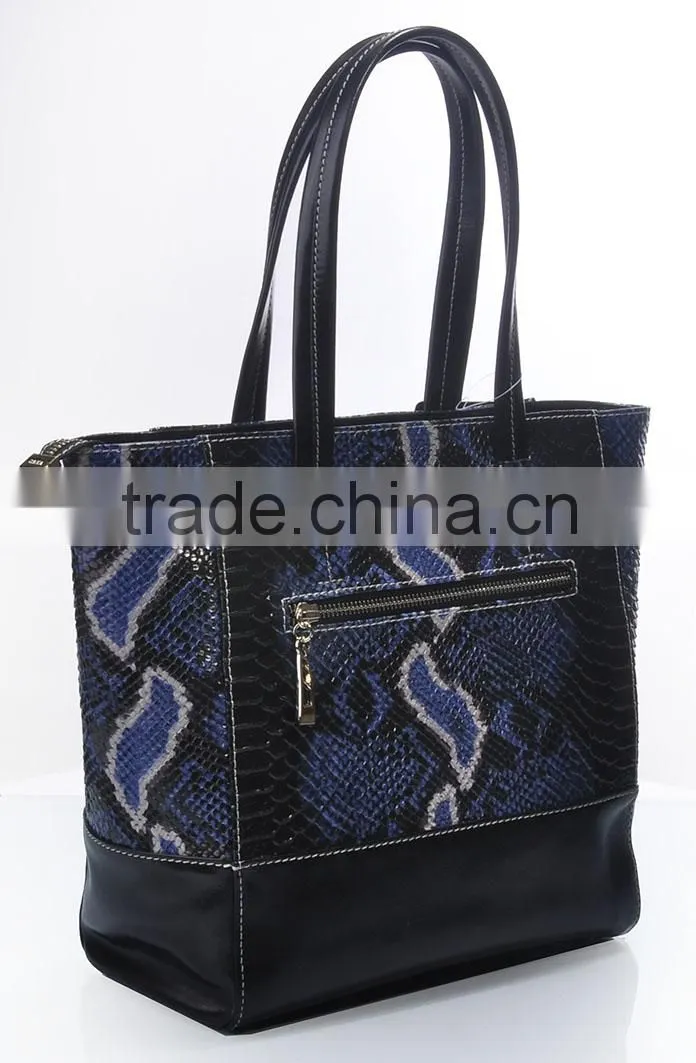 High quality genuine leather handbag with snake