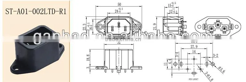 AC inlet C14 plug socket