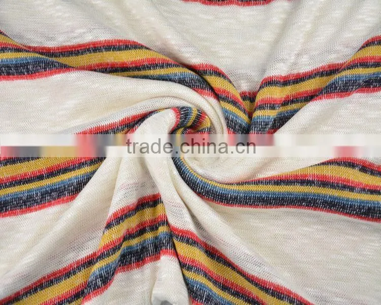 Jiufan Textile Good Quality Yarn Dyed Striped Hacci Soft Rayon Polyester Knitting Fabric