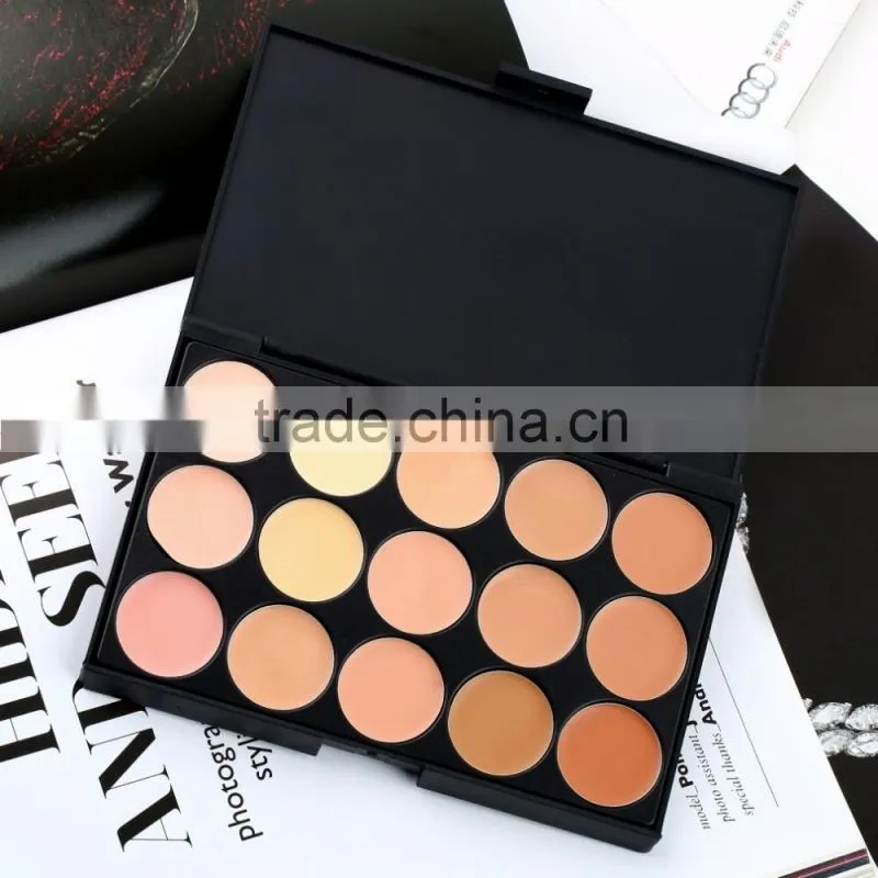 stock hot seller 15 color concealer foundation cream foundation makeup palette with cosmetic brush