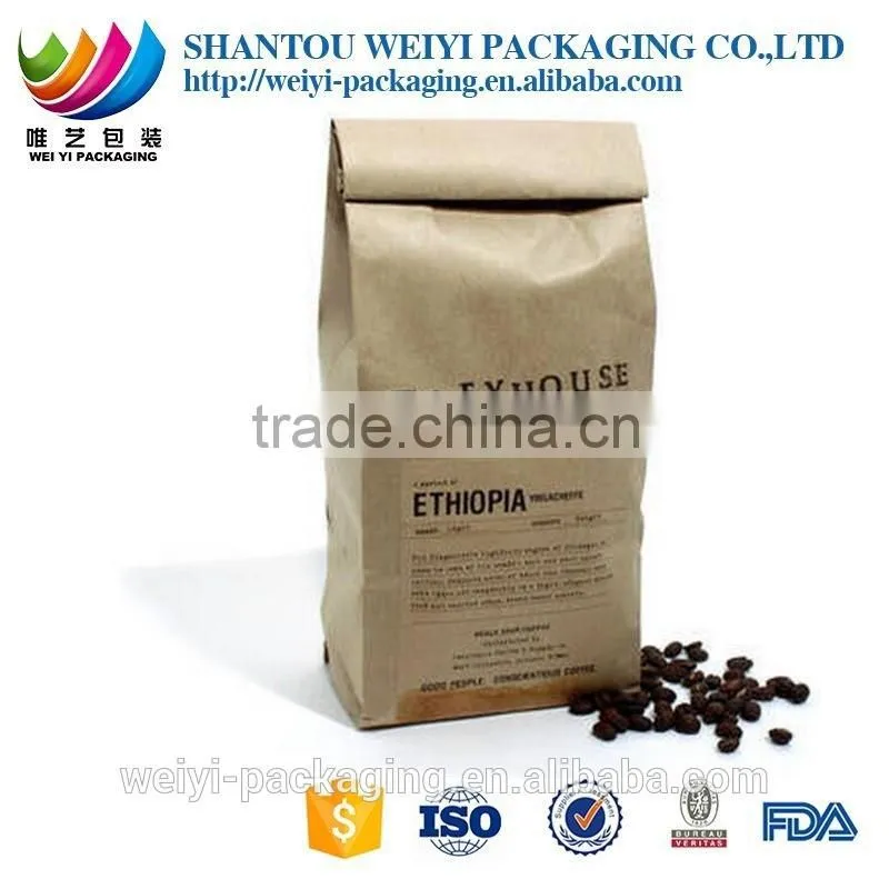 side gusset kraft paper tine tie coffee bags with valve