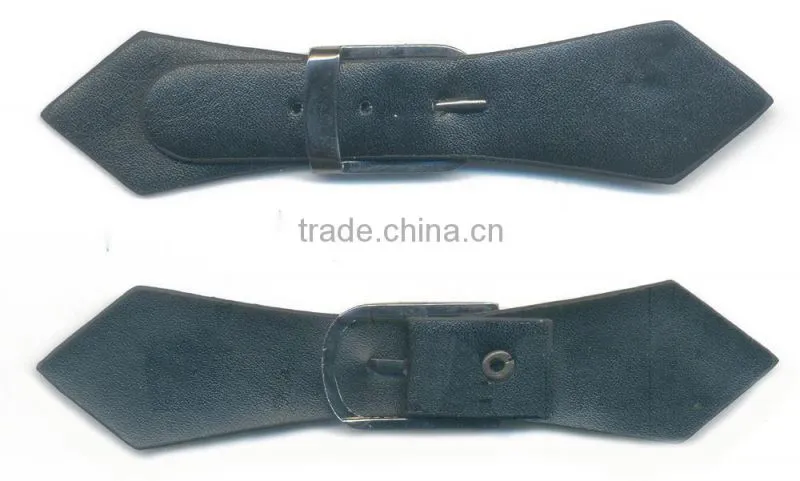Black Leather Gunmetal Alloy Metal Buckle Coat Leather Toggle Buttons