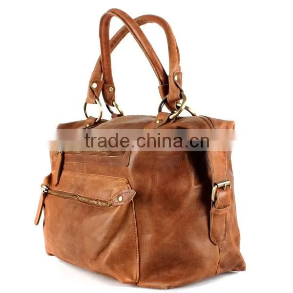 Tan Leather Handbag Purse Tote