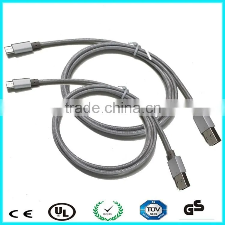 1M fabric braided micro usb cable for mobile phone