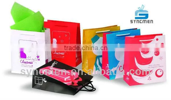 Christmas Chart Paper Drawstring Gift Bags