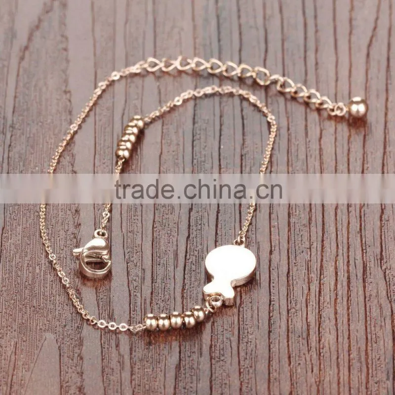 Fashion Womens Girls Stainless Steel Rose Gold Little Fish Pretty Chain Anklets