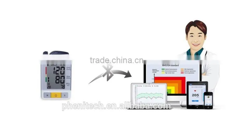 Wireless bluetooth wrist free APP approval blood pressure monitor