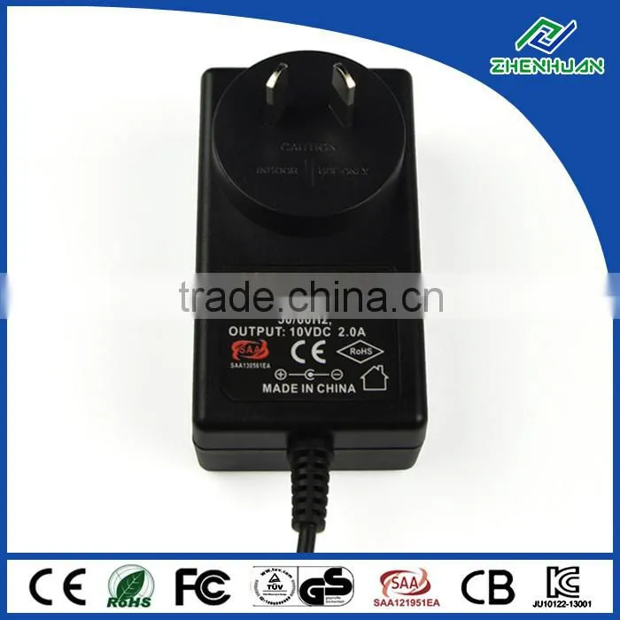 Factory price 10v 2.0a ac adapter creative power supply with SAA