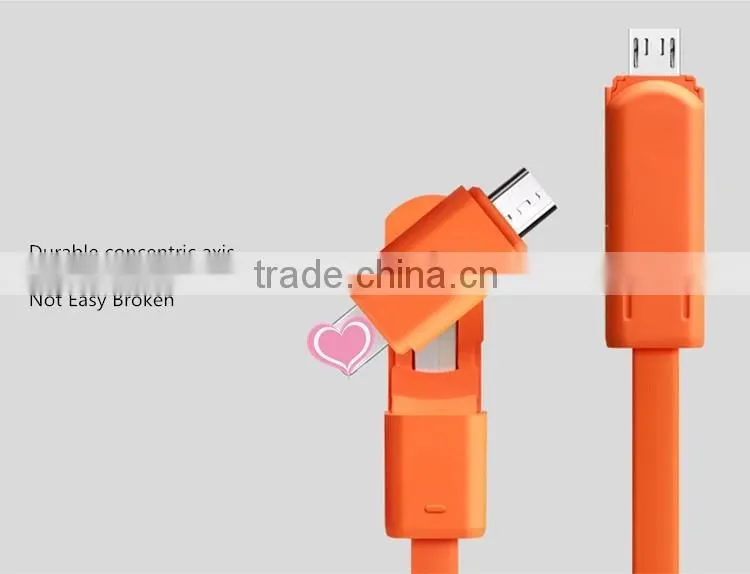 360 degree Rotating Micro USB Charger Cable 2 in 1 Micro USB Data Cable for Android & Iphone