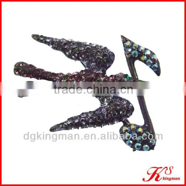 Purple Swallow Crystal Brooch Pin