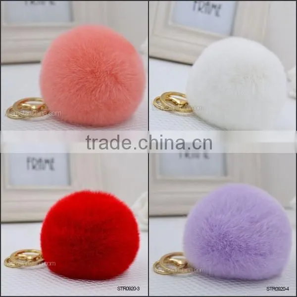 16 Colors Genuine Rabbit Fur Ball Key Chain Pom Pom Fur Key Chain
