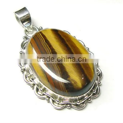 Semi precious gemstone pendant 925 sterling silver picture jasper jewelry