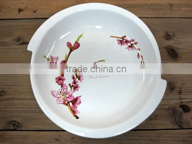 DFC ceramic rectangle cake plate with plastic cover