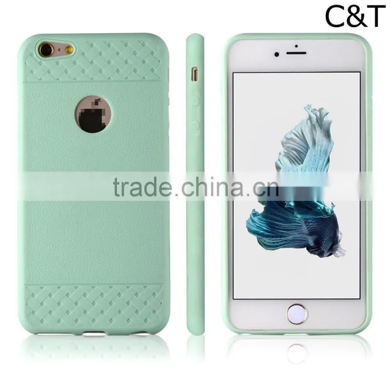 C&T Clear Transparent Soft Plating Grid TPU Bumper Case for iPhone 6 Plus 5.5 Inch
