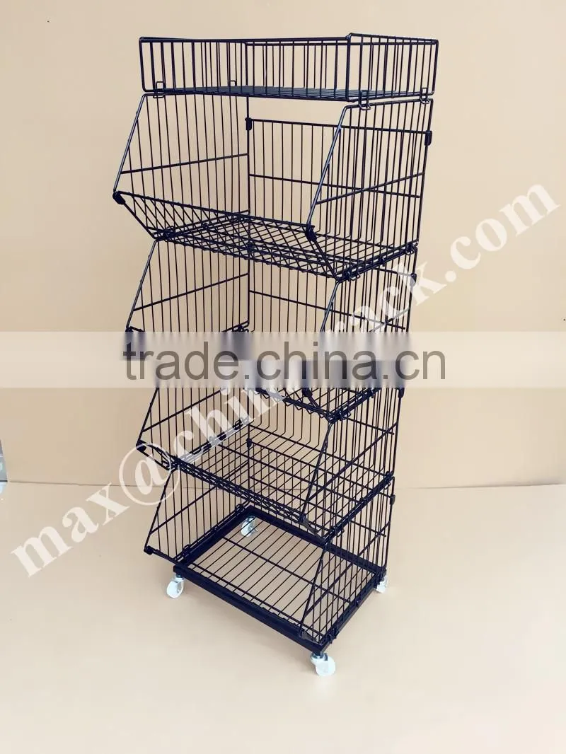 Tier Folding Snack Wire Basket Display Rack