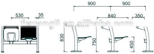 Comfortable school desk and chair WL-012 institutional furniture