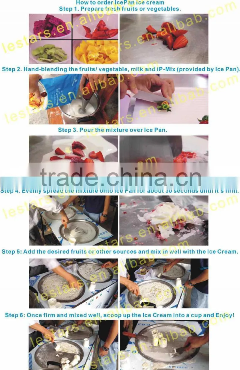 Double flat round pans fry roll ice cream machine