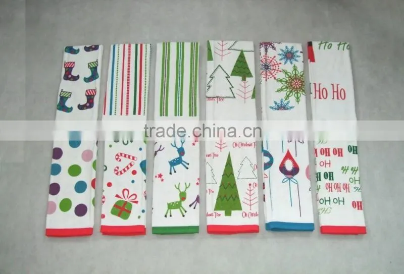 silk screen pigment custom kitchen towel cotton tea towel christmas design