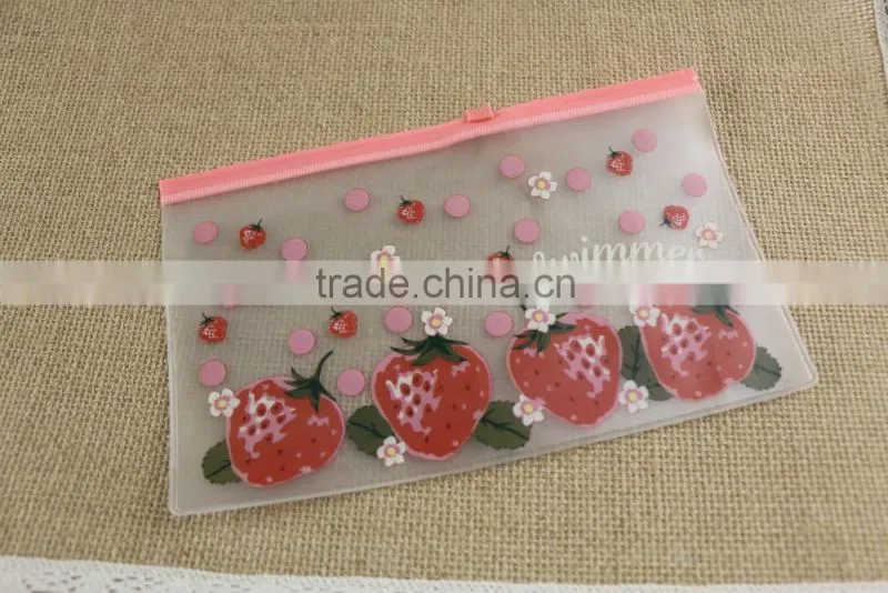 Cute logo pen bag PVC material with zipper for kids