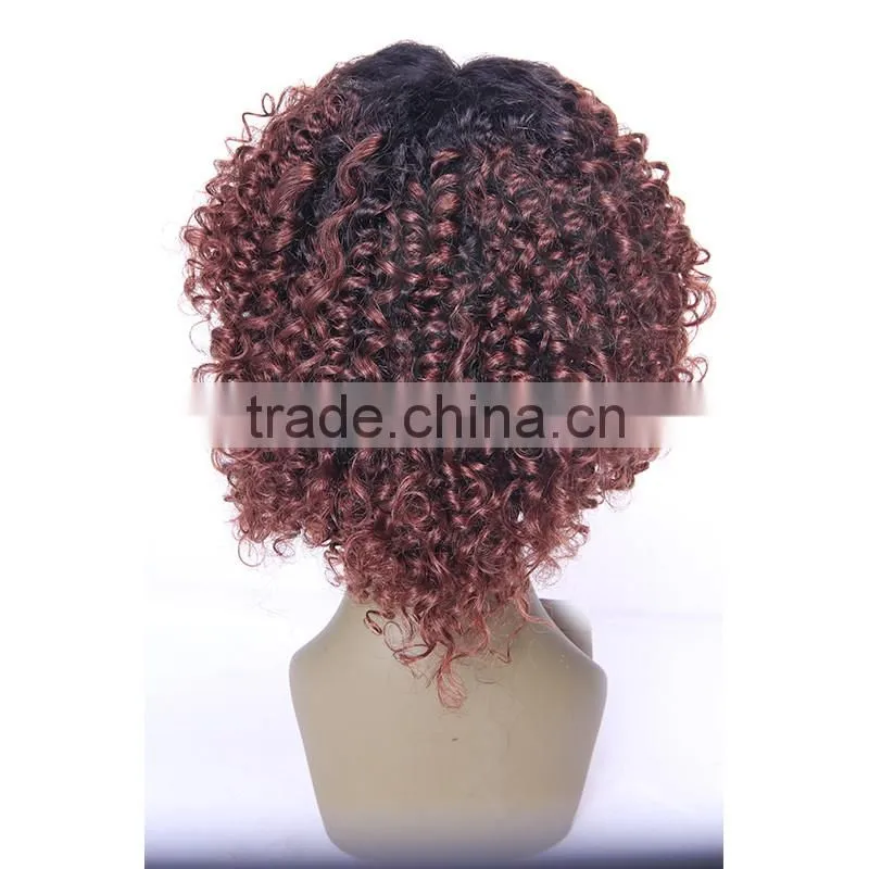 Two tone color afro kinky curly brazilian 1b/#30 ombre lace front wig