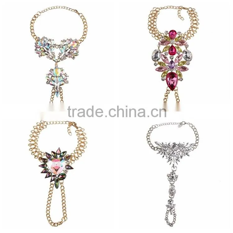 Crystal foot hand chain jewelry barefoot sandals anklet with toe ring