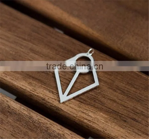 Classic Hollow Silver Pendant Stainless Steel Mens Polished Small Charm Jewelry