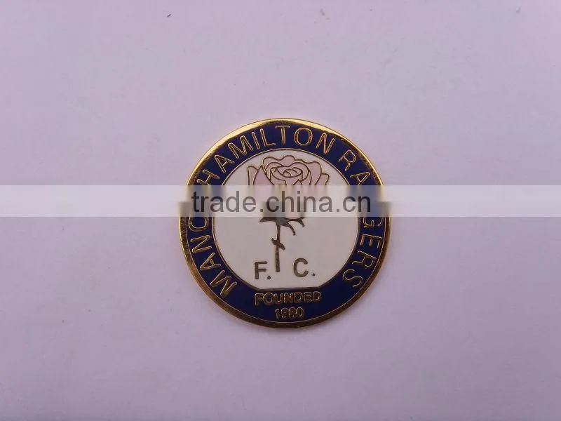 2014 Hot Sale Shiny Gold Custom Metal Pin Badge With Enamel