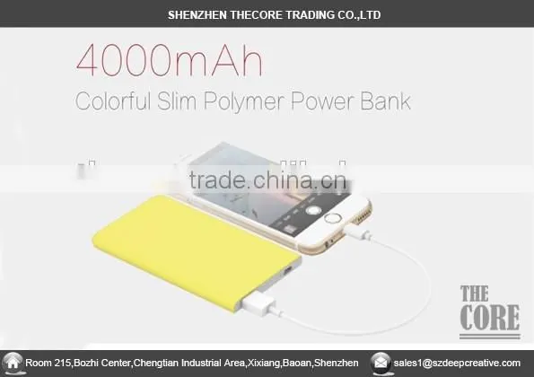 PB-1 4000mah super slim power bank, colorful slim power bank, 2016 new style slim power bank