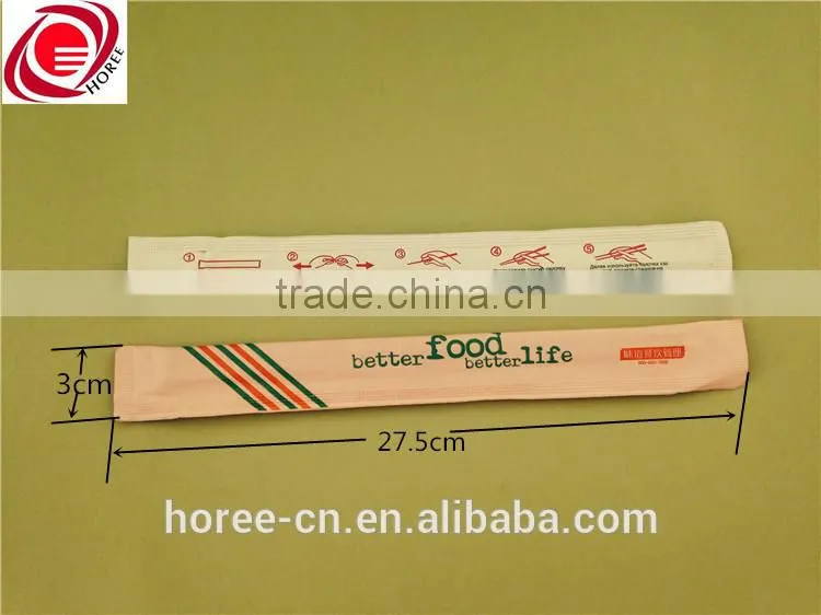 customizable bamboo one time use bamboo chopstick with paper sleeve