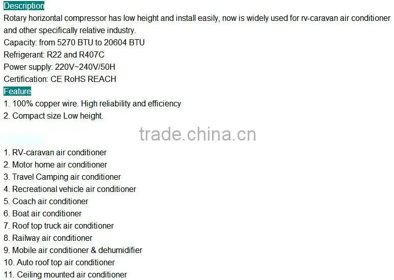 lanhai automotive electric air conditioning accessories horizonal tractor cabin aircon kompressor qhc-13k 2120w