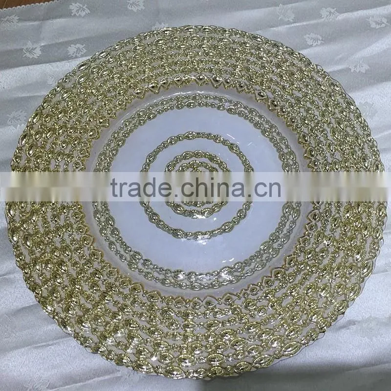 wholesale fancy dishes silver gold glass dish plate