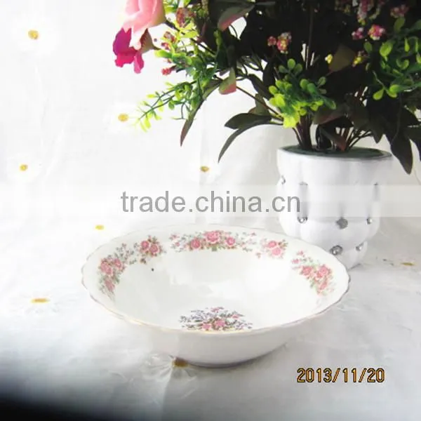 ceramic soup bowl with spoon & plate