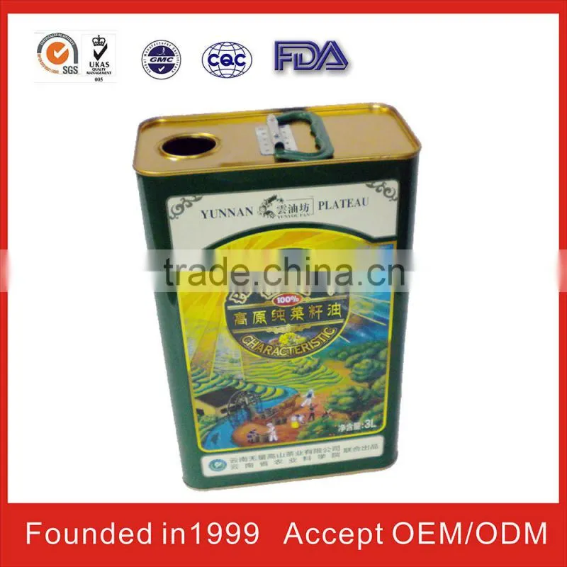 china square oil can for FDA