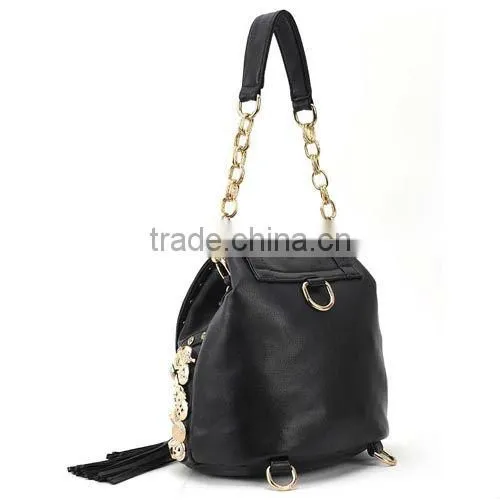 2015 New Model Korean Fashion Button Diamond Retro Popular Tassel Backpack/Crossbody Bag (BCC029-1)