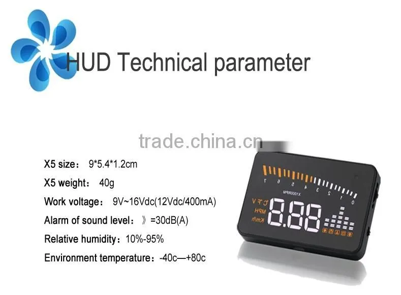 X5 3 inch car OBD2 HUD display vehicle mounted alarm