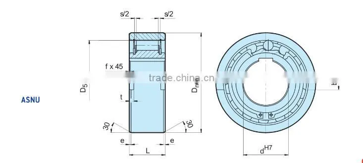 ASNU 8 one way bearing roller type