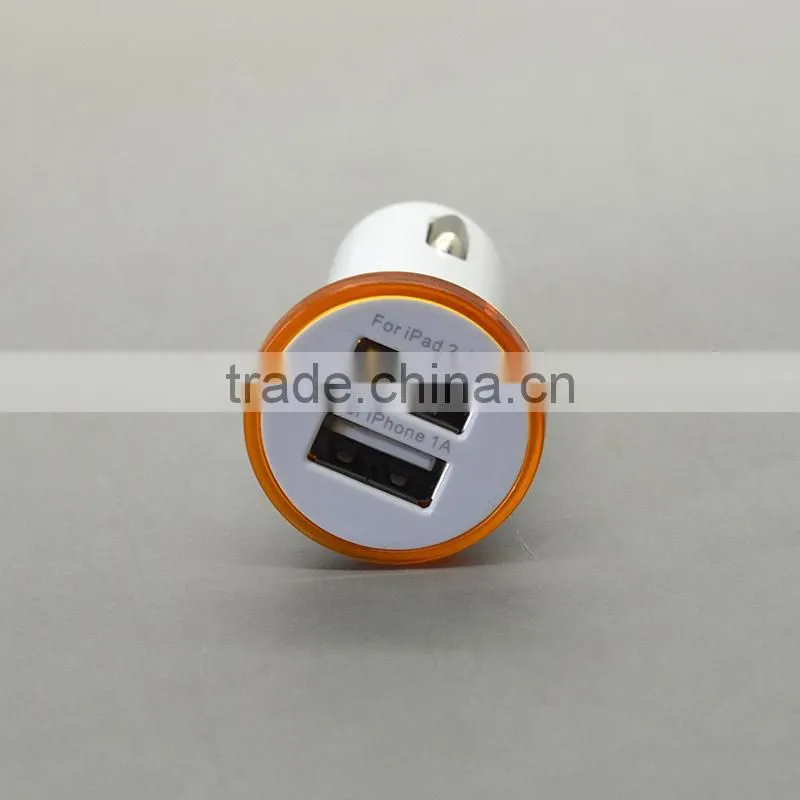 Universal dual usb car charger, 2100mA usb car charger With the aperture support MP3, MP4, mobile phone, GPS, ipod