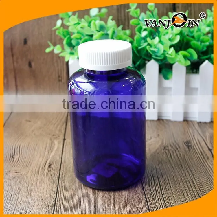 500ml PET Blue Plastic Pill Boston Bottle With Child Resistant Cap