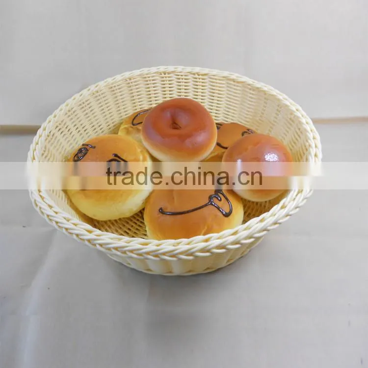 Lovely round shape mini plastic rattan hand woven wholesale bread baskets