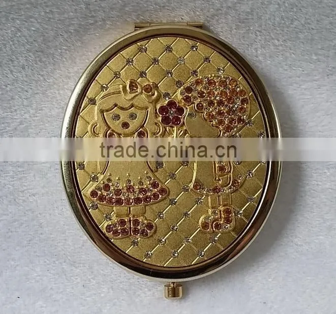 gold folding pocket mirror ,gold compact mirror