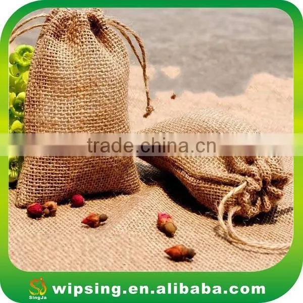 Cheap Organic Jute Drawstring Bag with Logo Printing