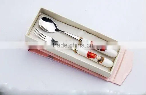 JQB-5518 Ceramic handle spoon and fork set/Christmas gift