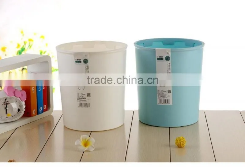 pure color plastic round trash can /ash-bin/plastic waste container for home use