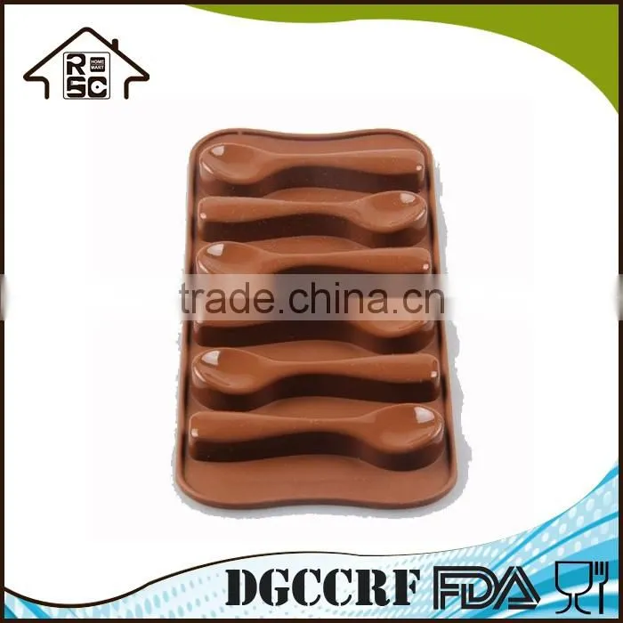6 Cavities Spoon Shape Silicone Chocolate Mold Cupcake Decorating Tool