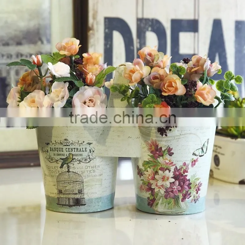 wholesale double garden flower pots with handle