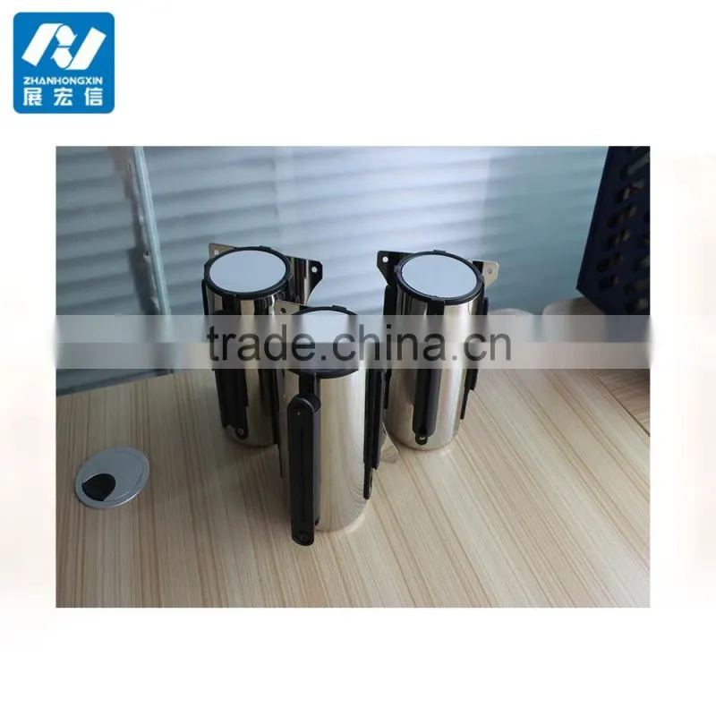 Plastic Wall mount retractable belt barrier with slow retract