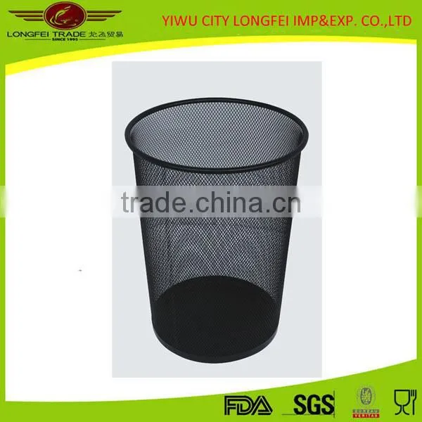 Hotest Selling Office Suitable Cheap Black Iron Metal Trash Can