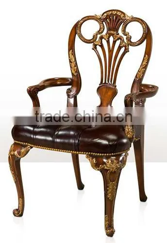 Nice Designed Classic European Solid Wood Carving Golden Royal Chair with Chinoiserie Influenced BF12-04264a